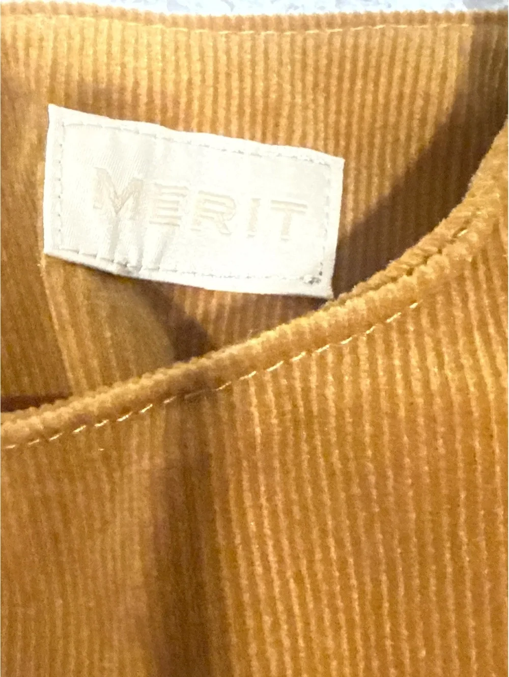 Merit Beauty Brown Corduroy Signature Tie-Top Cosmetic Pouch, New with Tags